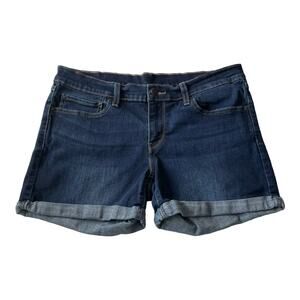 Levis Womens Jean Shorts Size 31 Mid Rise Cuffed Stretch Denim Blue Jean Shorts